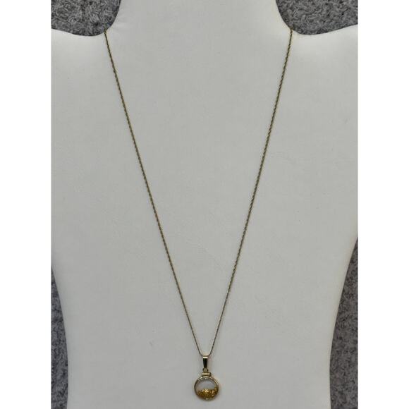 14K Yellow Gold Coin Bezel Gold Nugget Pendant Locket 18" #64579 - Picture 2 of 9